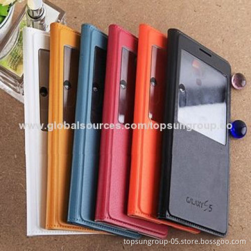Leather Mobile Phone Cases for Samsung S5, Environment-protection, No Side Effect to Human Body